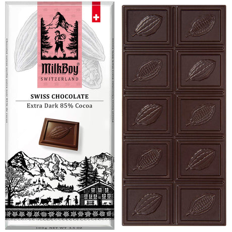 Milkboy Swiss Chocolates - Extra Dark Chocolate Bars 85% Cocoa (5 Pack)