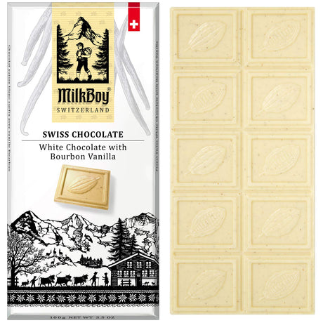 Milkboy Swiss Chocolates - White Chocolate with Bourbon Vanilla Chocolate Bars (5 Pack)