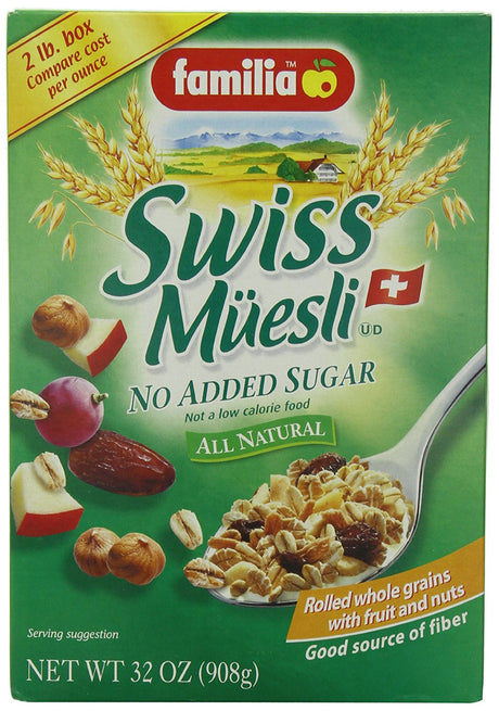Familia Swiss Muesli Cereal, No Added Sugar, 32-Ounce Boxes (Pack of 6)
