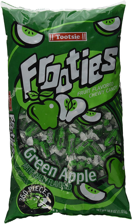 Green Apple Tootsie Roll Frooties Chewy Candy - 38.8 OZ 360-piece Bag (Gluten Free ~ Peanut Free)
