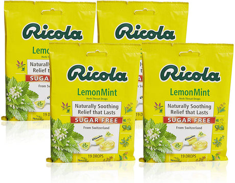 Ricola Sugar Free Herb Throat Drops Lemon Mint 19 Each (Pack of 4)