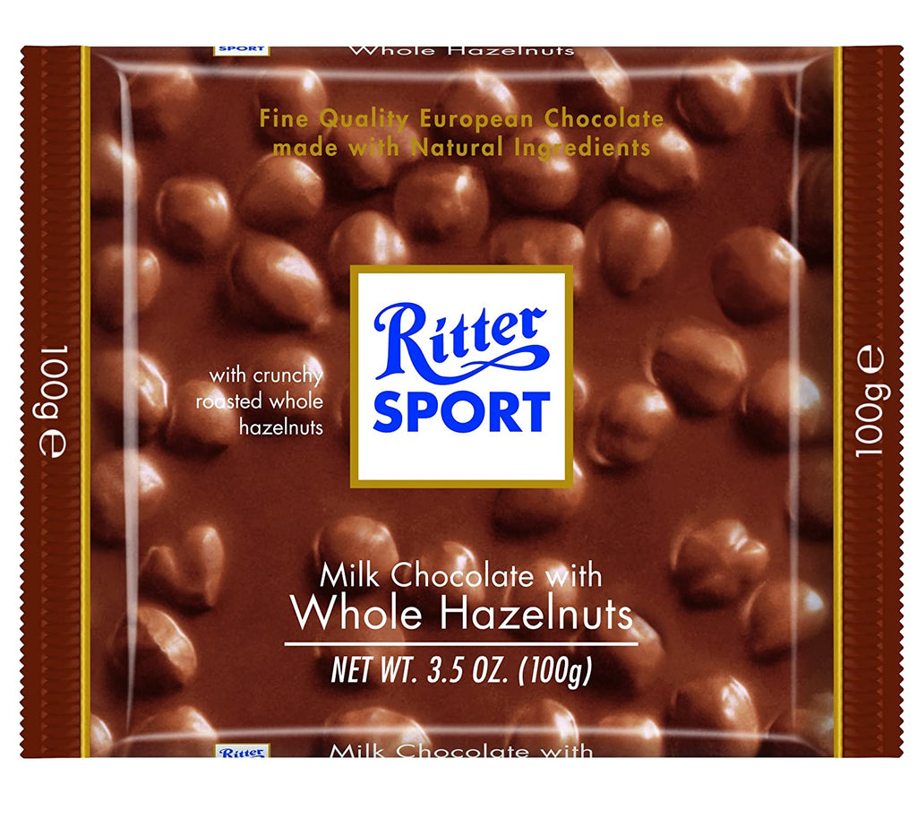 Ritter Sport Bars, Milk Chocolate with Whole Hazelnuts, 3.5 Ounce (Pack of 10)