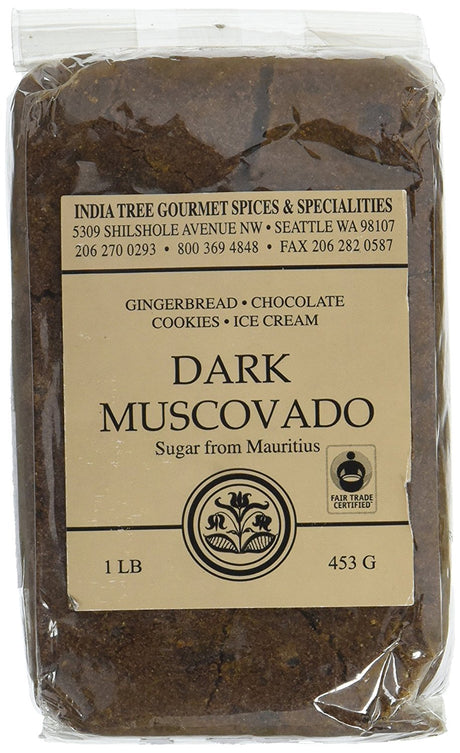 India Tree Dark Muscavado Baking Sugar - 1lb Bag
