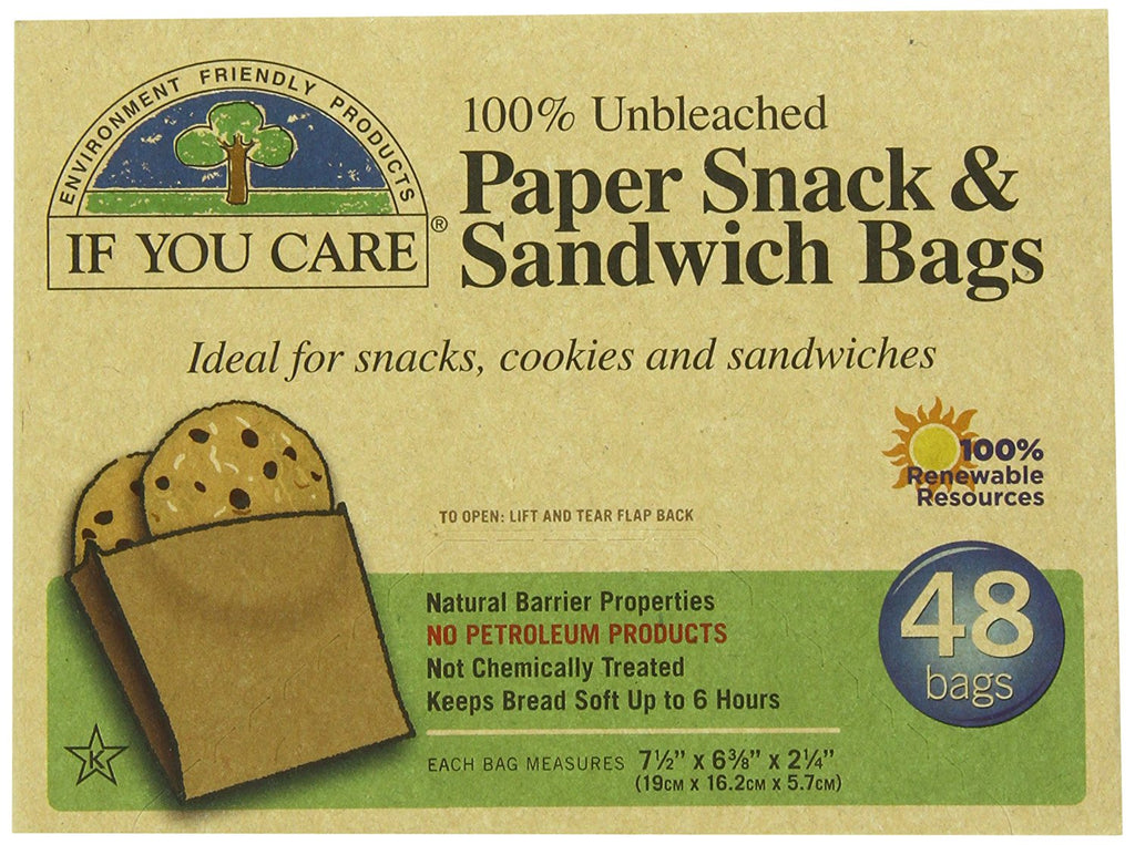 If You Care 100% Unbleached Paper Sandwich AND Snack Bags, 48-Count Packages (Pack of 6)