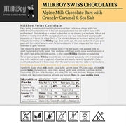 Milkboy Swiss Chocolates - Alpine Milk Chocolate Bars with Crunchy Caramel & Sea Salt (5 Pack)