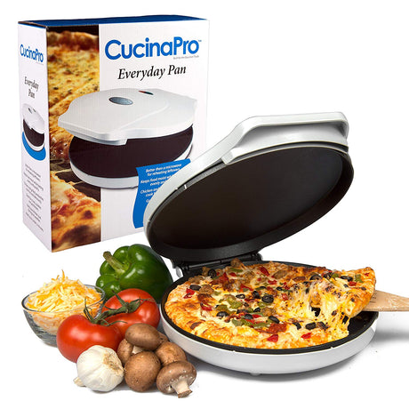 CucinaPro Courant Precision Non-Stick Pizza Maker - Quesadilla & Calzone Maker - Electric Griddle Grill Pan - Machine For Home & Everyday Baker, White