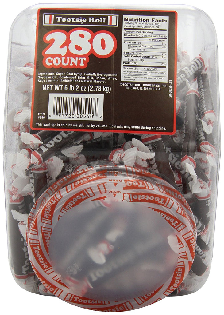 Tootsie Rolls (280-Count), 98-Ounce Tub