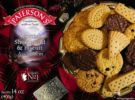 Paterson's Rich Shortbread and Biscuit Assortment 400g, 14 oz, European cookies, Scottish Cookies, Chocolate-covered shortbread cookies, Shortbread cookies from Scotland, Tea cookies (Pack of 1)