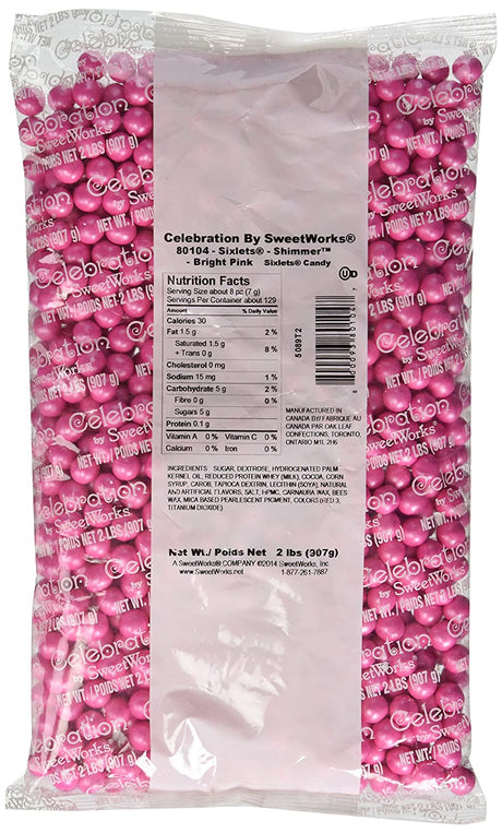 Celebration by Frey Chocolatey Shimmer Bright Pink Sixlets, 2 Pounds
