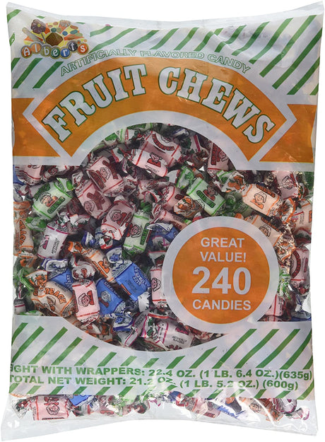 Albert's Chews Fruit Assorted Bag, 240 Piece