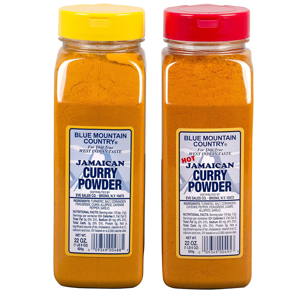 Blue Mountain Country Jamaican Curry and Hot Curry Powder, 22 ounce (Pack of 2)