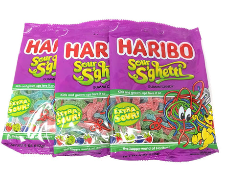 Haribo Gummies-Sour Spaghetti-5 Oz-3 Count