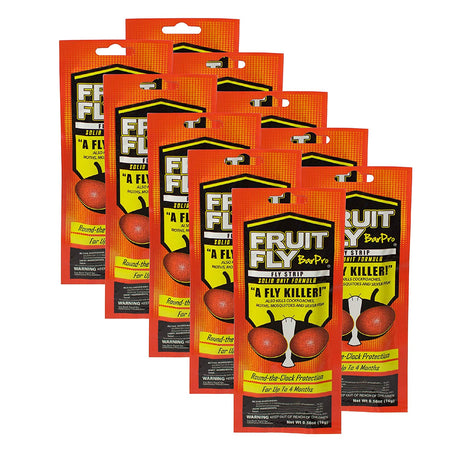 Fruit Fly BarPro Fly Strip - 4 Month Protection Against Flies, Cockroaches, Mosquitos & Other Pests - Non-Toxic & Portable for Indoor & Outdoor Use (10 Strips, Food Service Pack)