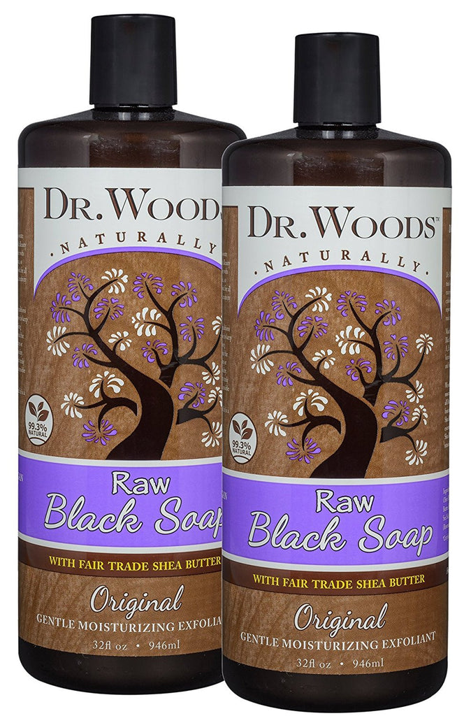 Dr. Woods Raw Black Moisturizing Liquid Castile Soap with Organic Shea Butter, 32 Ounce (Pack of 2)