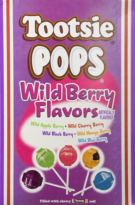Tootsie Pops Lollipops Wild Berry Flavors 100 Count Box
