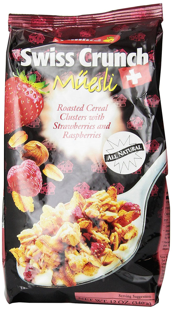 Familia Swiss Crunch Muesli, Clusters with Strawberries & Raspberries, 12-Ounce Bags (Pack of 6)